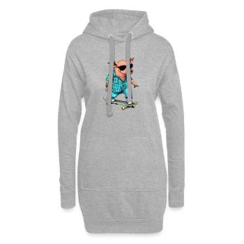 Cochon patineur - Sweat-shirt à capuche long Femme - gris chiné - Devant