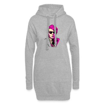 Portrait pop art avec lunettes de soleil - Sweat-shirt à capuche long Femme - gris chiné - Devant