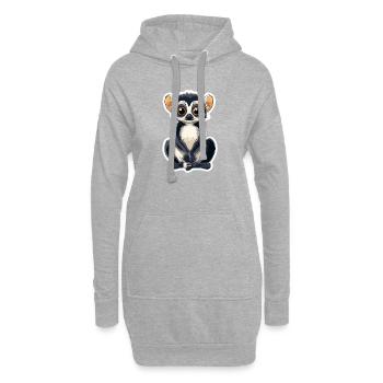 lémurien - Sweat-shirt à capuche long Femme - gris chiné - Devant