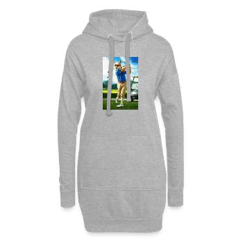 Humanoider Coyote-Golfer in Aktion - Hoodie-Kleid - Grau meliert - Vorne