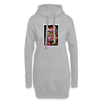 Poupée hibou colorée du monde fantastique, figurine textile de conte de fées - Sweat-shirt à capuche long Femme - gris chiné - Devant