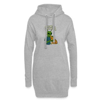 Conception de t-shirt Alien Pizza avec slogan - Sweat-shirt à capuche long Femme - gris chiné - Devant