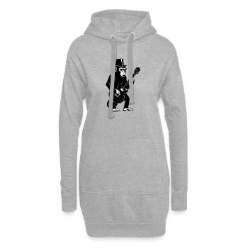Singe élégant avec guitare dans un chapeau haut de forme - Sweat-shirt à capuche long Femme - gris chiné - Devant