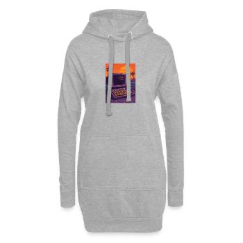 Retro Futuristische Sunset Ästhetik  - Hoodie-Kleid - Grau meliert - Vorne
