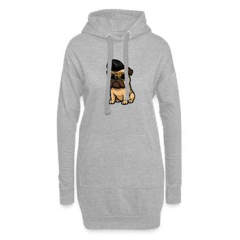Cool Bulldog avec lunettes de soleil - Sweat-shirt à capuche long Femme - gris chiné - Devant