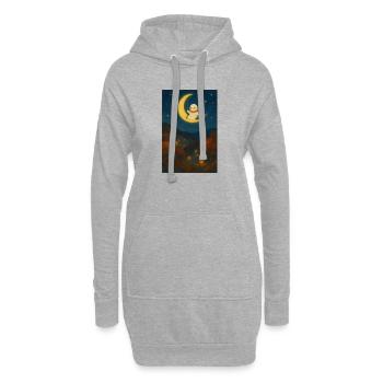 Halloween niedlicher Geist Mond - Hoodie-Kleid - Grau meliert - Vorne