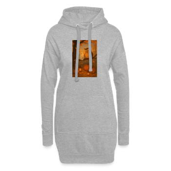 Gespenst mit süßer Eule - Hoodie-Kleid - Grau meliert - Vorne