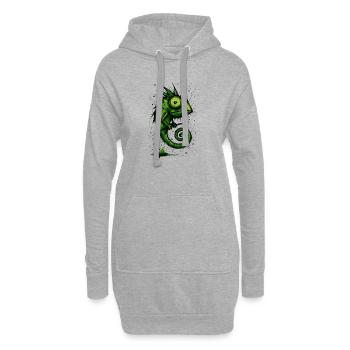 Lustiges Chamäleon mit großen Augen – splash - Hoodie-Kleid - Grau meliert - Vorne