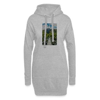 Heart Pixel Landscape Greens - Hoodie Dress - heather grey - Front