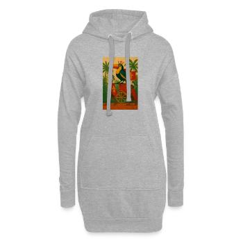 Tukan-König und Kolonialwagen - Hoodie-Kleid - Grau meliert - Vorne