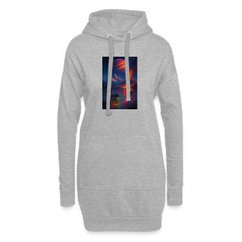 Dinosaurier Vulkan Fantasy Universum - Hoodie-Kleid - Grau meliert - Vorne