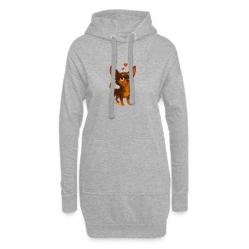Chihuahua dessin animé chien amoureux - Sweat-shirt à capuche long Femme - gris chiné - Devant