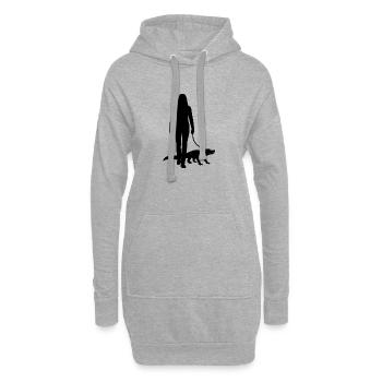 Krokodil an Leine - Hoodie-Kleid - Grau meliert - Vorne