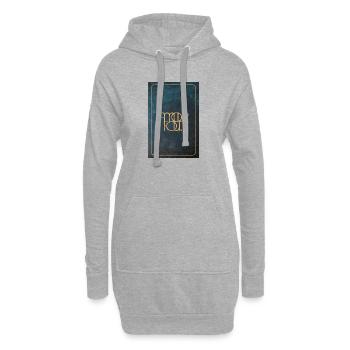Amour Fou Goldfolie auf Blau - Hoodie-Kleid - Grau meliert - Vorne
