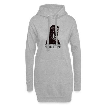 Jesus Silhouette mit Dornenkrone - Hoodie-Kleid - Grau meliert - Vorne