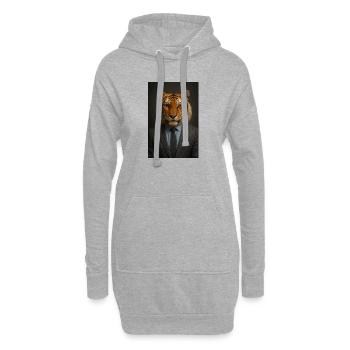 Tigre en costume bureau chic - Sweat-shirt à capuche long Femme - gris chiné - Devant