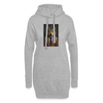 Wolf im Anzug - Hoodie-Kleid - Grau meliert - Vorne