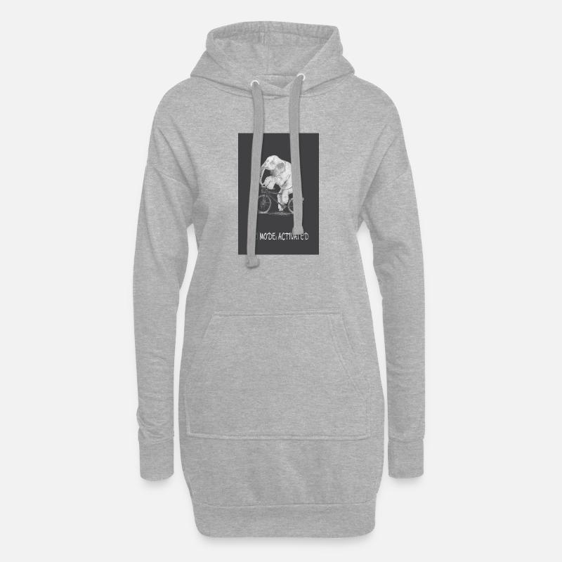 Éléphant activé par le mode éco sur un vélo - Sweat-shirt à capuche long Femme - gris chiné