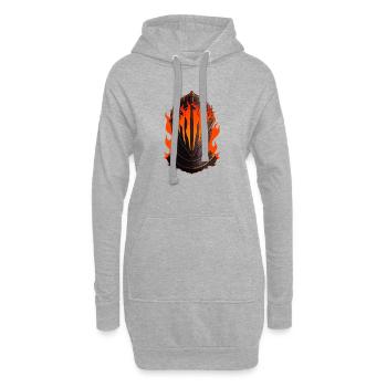 Flammender Ritter Helm - Hoodie-Kleid - Grau meliert - Vorne