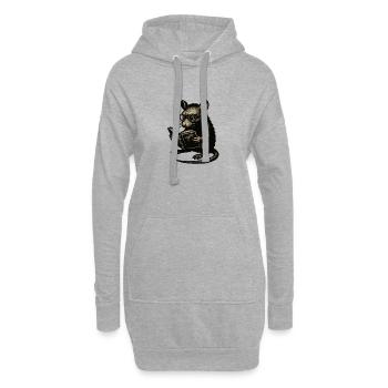 Lese-Ratte im Vintage-Stil - Hoodie-Kleid - Grau meliert - Vorne