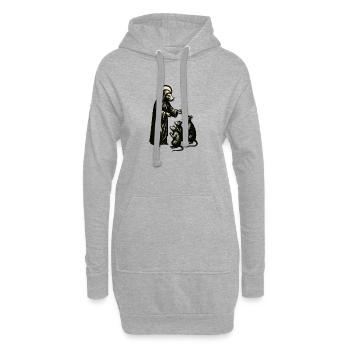 Hirtenfigur mit Mäusen Holzschnitt - Hoodie-Kleid - Grau meliert - Vorne
