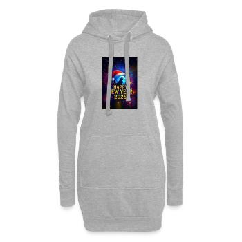 Winterwolf Neujahr 2026 - Hoodie-Kleid - Grau meliert - Vorne