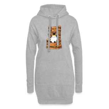 Lustiger Pinguin Burger König im Cartoon Stil - Hoodie-Kleid - Grau meliert - Vorne