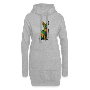 Le Sphynx - Sweat-shirt à capuche long Femme - gris chiné - Devant