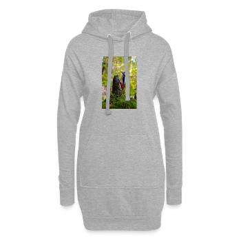 Specht auf moosigem Baumstamm - Hoodie-Kleid - Grau meliert - Vorne