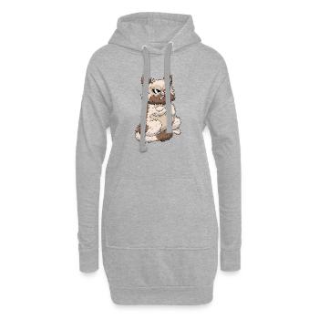 mürrische Katze - Sweat-shirt à capuche long Femme - gris chiné - Devant
