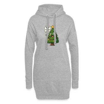 Drôle de sapin de Noël dicton - Sweat-shirt à capuche long Femme - gris chiné - Devant