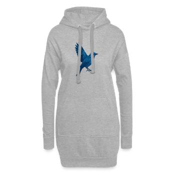 Geometrischer Blauer Vogel / Linker Flügel - Hoodie-Kleid - Grau meliert - Vorne