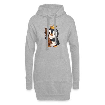 Mignon pingouin Chess Figure Roi Reine Casse-tête - Sweat-shirt à capuche long Femme - gris chiné - Devant