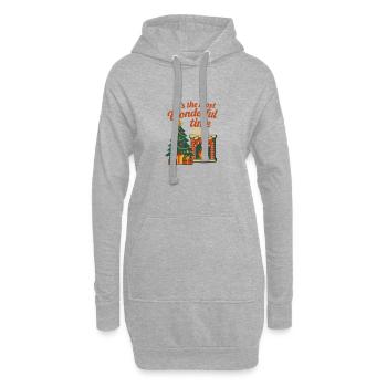 Wundervolle Weihnachtszeit am Kamin - Hoodie-Kleid - Grau meliert - Vorne