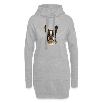 Eindrucksvoller Boston Terrier Blick - Hoodie-Kleid - Grau meliert - Vorne