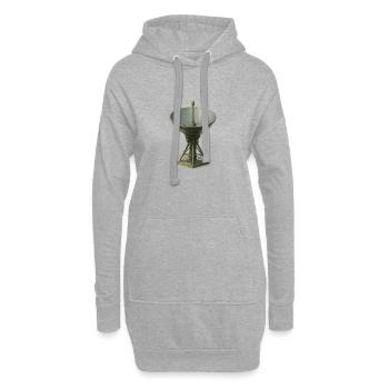 Antenne parabolique rétro motif vintage - Sweat-shirt à capuche long Femme - gris chiné - Devant
