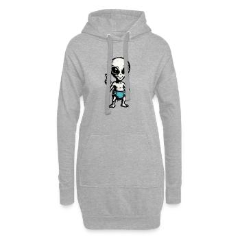 Kindermotiv: Alien Peace Zeichen Illustration - Hoodie-Kleid - Grau meliert - Vorne