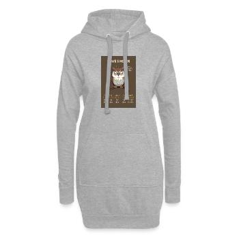 J’ai 5 humeurs – Hibou drôle avec dicton - Sweat-shirt à capuche long Femme - gris chiné - Devant