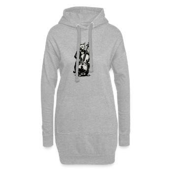Violoncelliste chat en smoking - Sweat-shirt à capuche long Femme - gris chiné - Devant
