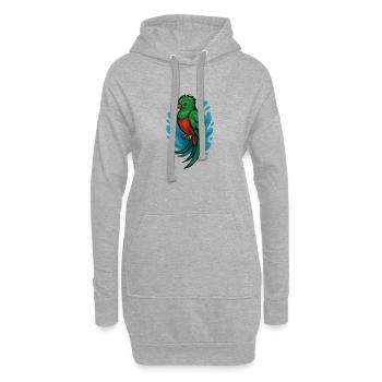 Grüner Quetzal-Vogel mit blauem Aquarell - Hoodie-Kleid - Grau meliert - Vorne