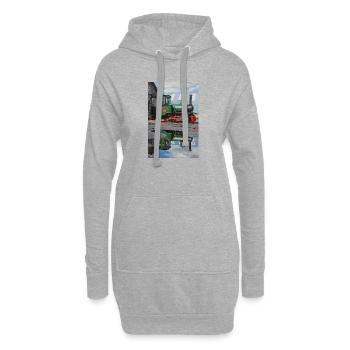 Reflexion der Dampflokomotive - Hoodie-Kleid - Grau meliert - Vorne