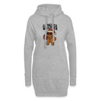 Gangsta Wrapper Weihnachten Humor Gingerbread - Hoodie-Kleid - Grau meliert - Vorne