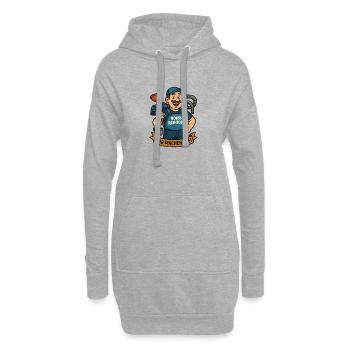 Rohrreiniger Cartoon Held – Wir Machen Frei - Hoodie-Kleid - Grau meliert - Vorne