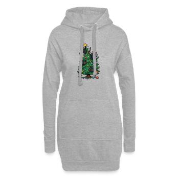 Sapin de Noël avec chats - Sweat-shirt à capuche long Femme - gris chiné - Devant