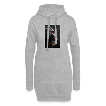 Mandrill-Blick in Samtennacht - Hoodie-Kleid - Grau meliert - Vorne