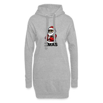 Cooler Weihnachtsmann Cartoon - Hoodie-Kleid - Grau meliert - Vorne