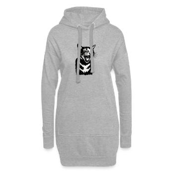 Chat Ombre Hurlante - Sweat-shirt à capuche long Femme - gris chiné - Devant