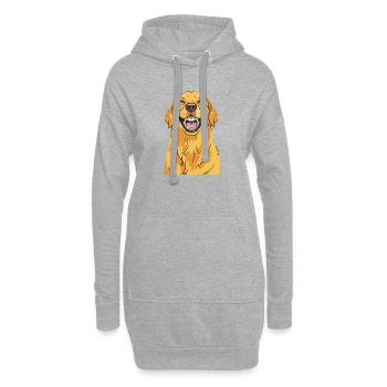 Lachender Golden Retriever - Hoodie-Kleid - Grau meliert - Vorne