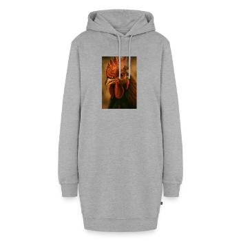 Nahaufnahme des Hahns mit Kamm - Hoodie-Kleid - Grau meliert - Vorne