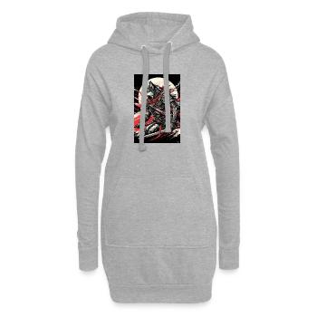 Armure de loup de guerre au clair de lune - Sweat-shirt à capuche long Femme - gris chiné - Devant